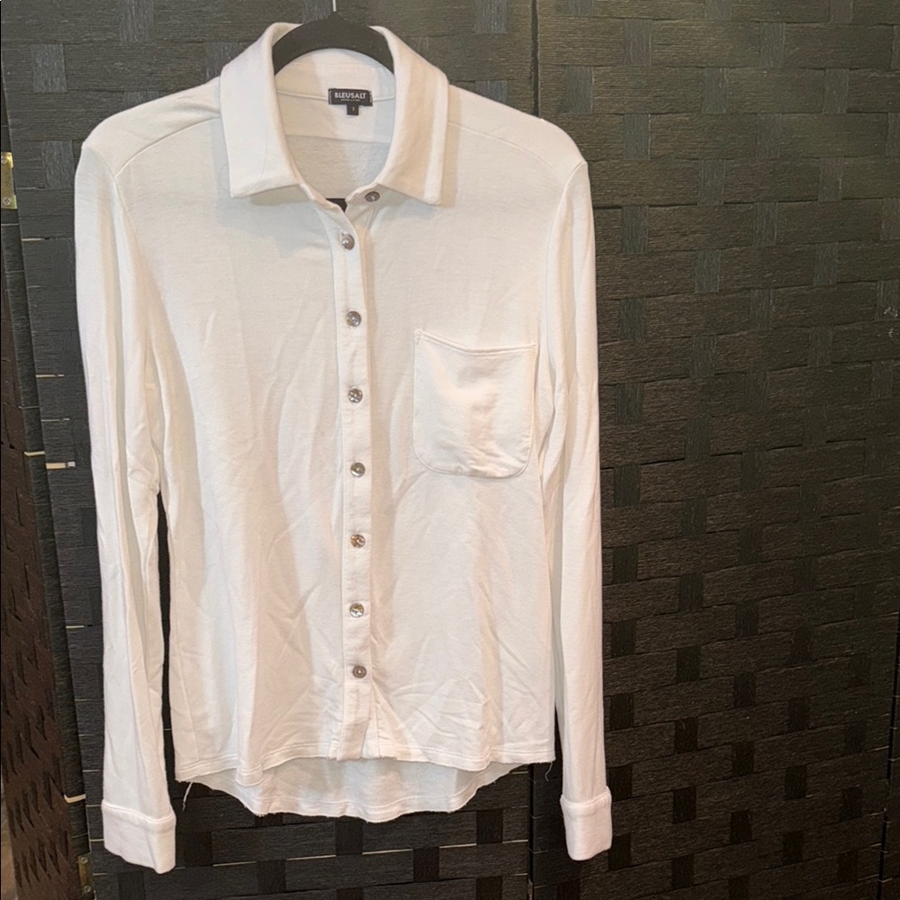 White Long Sleeve Button Down Shirt with Dress Collar